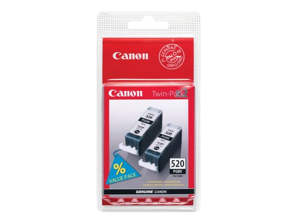 Canon PGI-520BK Twin Pack - 2-pack - 19 ml - svart - original - blekkbeholder - for PIXMA iP3600, iP4700, MP540, MP550, MP560, MP620, MP630, MP640, M