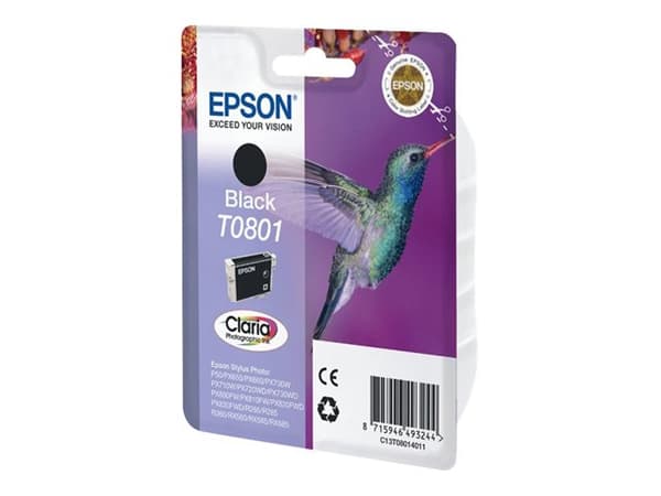 Epson T0801 - 7.4 ml - svart - original - blister - blekkpatron - for Stylus Photo P50, PX650, PX660, PX700, PX710, PX720, PX730, PX800, PX810, PX820