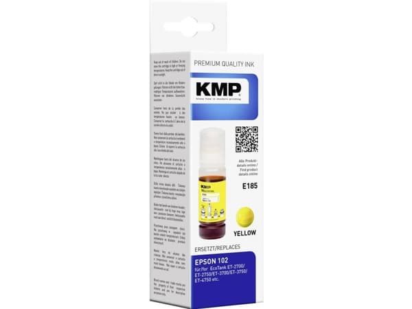 KMP E185 - 70 ml - gul - kompatibel - blekkbeholder (alternativ for: Epson 102) - for Epson EcoTank ET-15000, 2750, 2751, 2756, 2850, 2851, 2856, 385