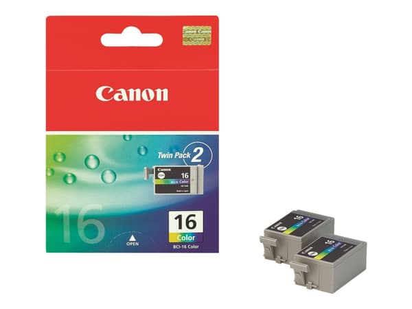 Canon BCI-16 - 2-pack - gul, cyan, magenta - original - blekkbeholder - for i90; PIXMA iP90, iP90v, mini220; Canon SELPHY CP500, DS700, DS810