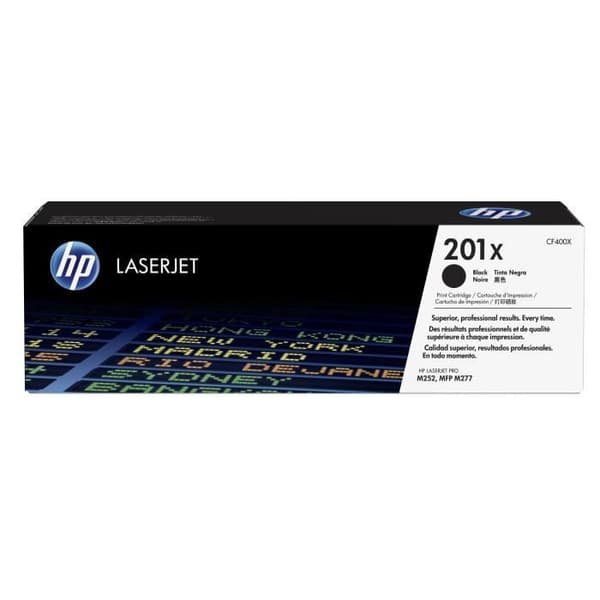 HP 201X högeffektiv svart original LaserJet tonerpatron (CF400X) för HP Color LaserJet Pro M252 / M274 / M277