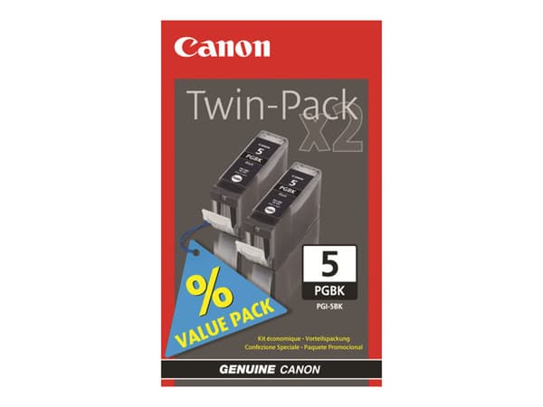 Canon PGI-5 Black Twin Pack - 2-pack - svart - original - blekkbeholder - for PIXMA iP3500, iP4500, iP5300, MP510, MP520, MP610, MP810, MP960, MP970,