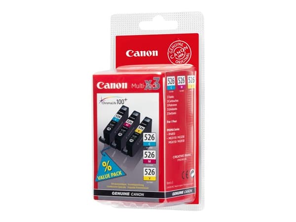 Canon CLI-526 Multipack - 3-pack - gul, cyan, magenta - original - bläcktank - för PIXMA iP4950, iX6550, MG5350, MG6150, MG6250, MG8150, MG8250, MX71