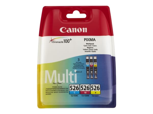 Canon CLI-526 Multipack - 3-pack - gul, cyan, magenta - original - bläcktank - för PIXMA iP4950, iX6550, MG5350, MG6150, MG6250, MG8150, MG8250, MX71