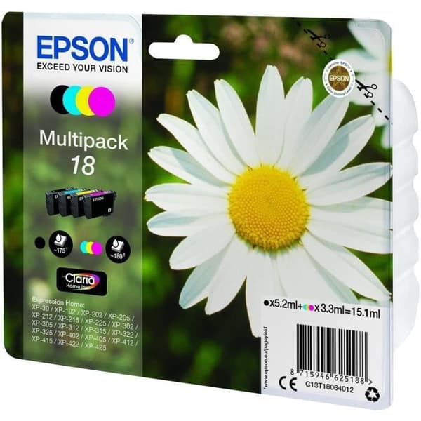 EPSON Multipack Daisy T1806 bläckpatroner - Svart / Cyan / Magenta / Gul