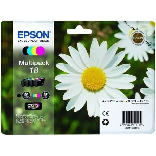EPSON Multipack Daisy T1806 bläckpatroner - Svart / Cyan / Magenta / Gul