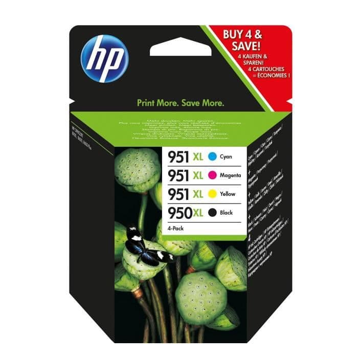 HP 950XL / 951XL pakke med 4 ægte sorte / cyan / magenta / gule patroner til HP OfficeJet Pro 251dw / 276dw / 8100/8600 (C2P43AE)