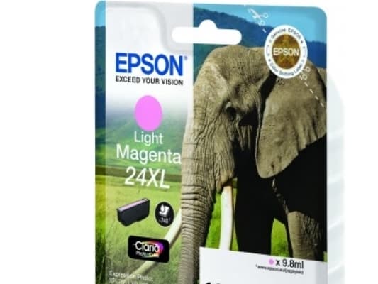 Epson Elephant Yksittäispakkaus, vaalea magenta 24XL Claria Photo HD -muste, Korkea (XL) värintuotto, Väriainepohjainen muste, 9,8 ml, 740 sivua, 1 k