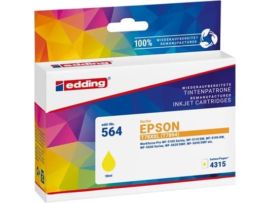 Edding Mustekasetit Korvaa Epson 78XXL / T7894 Yhteensopiva yksittäinen keltainen EDD-564 18-564