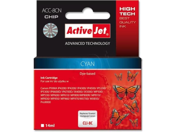 Activejet ACC-8CN, Høyt (XL) utbytte, Fargestoffbasert blekk, 14 ml, 935 sider, 1 stykker, Enkeltpakke