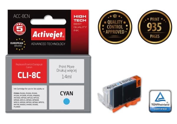 Activejet ACC-8CN, Høyt (XL) utbytte, Fargestoffbasert blekk, 14 ml, 935 sider, 1 stykker, Enkeltpakke