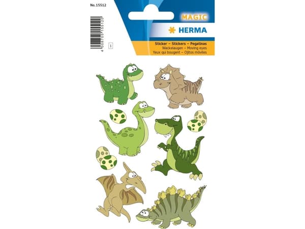 HERMA 15512, Muovi, Monivärinen, Dinosaurus, Kiinteä, 9 kpl, 1 arkkia