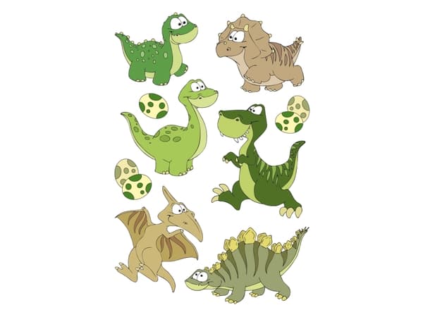 HERMA 15512, Muovi, Monivärinen, Dinosaurus, Kiinteä, 9 kpl, 1 arkkia