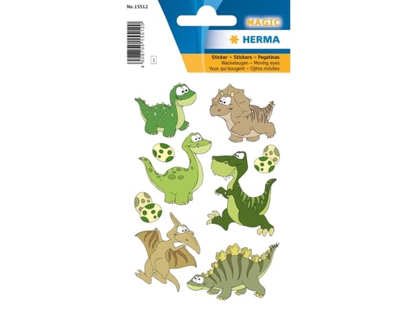 HERMA 15512, Muovi, Monivärinen, Dinosaurus, Kiinteä, 9 kpl, 1 arkkia