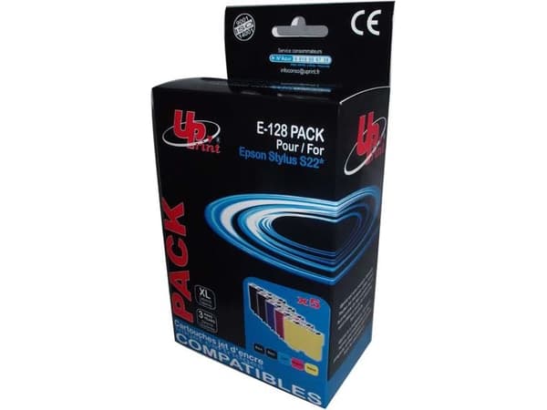 UPrint-blekk UPrint-kompatibelt blekk / blekk med C13T128, 1xblack/1xcyan/1xmagenta/1xyellow, 4x10ml, E-128 PACK, for Epson Stylus S22, SX125, 420W
