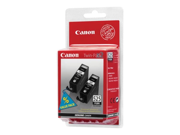 Canon PGI-525PGBK Twin Pack - 2-pack - 19 ml - svart - original - blekkbeholder - for PIXMA iP4950, iX6550, MG5350, MG6150, MG6250, MG8150, MG8250, M