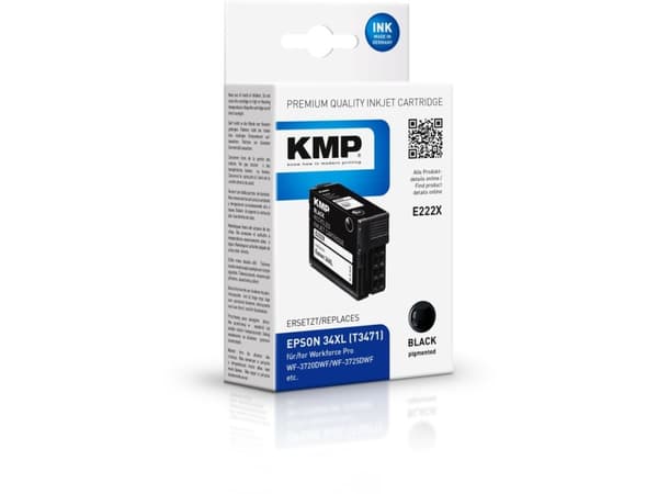 KMP E222X, Sort, 17 ml, 1 stykker, 1100 sider, Enkeltpakke