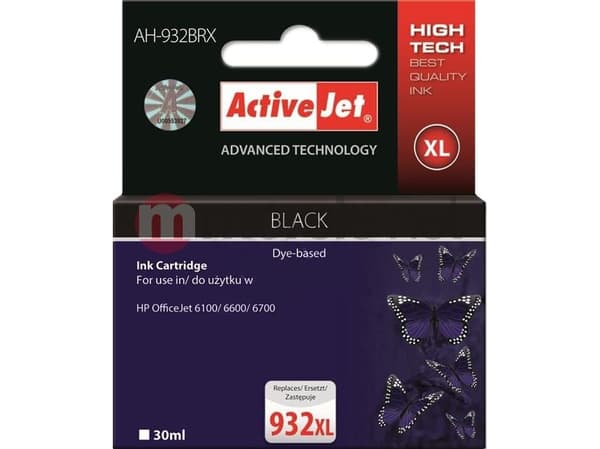 ActiveJet AH-932BRX, Compatible, Pigmentbasert blekk, Svart, HP, HP Officejet Pro: 6100, 6600, 6700, 7110, 7610, 7612., 1 stykker