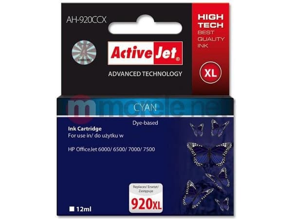 Activejet AH-920CCX, Høyt (XL) utbytte, Cyan, Fargestoffbasert blekk, 12 ml, 1 stykker, Enkeltpakke