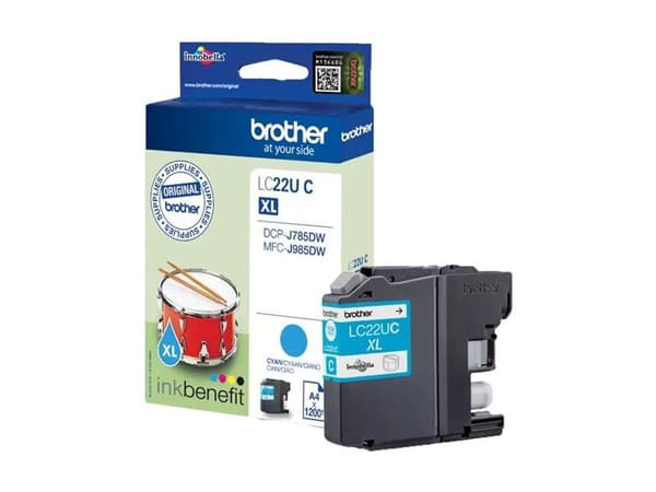 Brother LCLC22UC - XL - cyan - original - blekkpatron - for Brother DCP-J785DW, MFC-J985DW; INKvestment Work Smart MFC-J985DW, MFC-J985DW XL