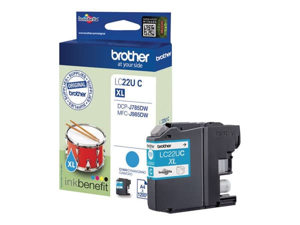 Brother LCLC22UC - XL - cyan - original - blekkpatron - for Brother DCP-J785DW, MFC-J985DW; INKvestment Work Smart MFC-J985DW, MFC-J985DW XL