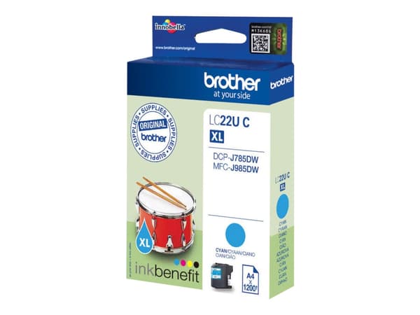 Brother LCLC22UC - XL - cyan - original - blekkpatron - for Brother DCP-J785DW, MFC-J985DW; INKvestment Work Smart MFC-J985DW, MFC-J985DW XL