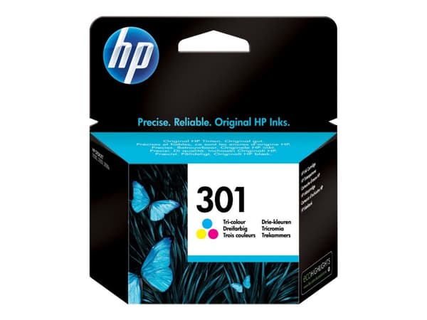 HP 301, alkuperäinen kolmivärinen mustekasetti, Perusvärintuotto, Väripohjainen muste, 3 ml, 150 sivua, 1 kpl