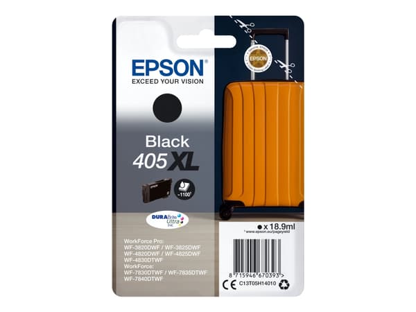 Epson 405XL - 18.9 ml - svart - original - bläckpatron - för WorkForce WF-7310, 7830, 7835, 7840; WorkForce Pro WF-3820, 3825, 4820, 4825, 4830, 7840