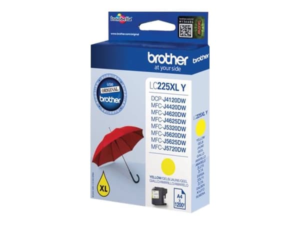 Brother LC225XLYBP - Høy ytelse - gul - original - blister - blekkpatron - for Brother DCP-J4120, MFC-J4420, J4620, J5320, J5620, J5625, J5720; Busin