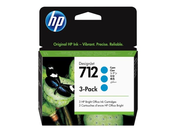 HP 712 - 3-pack - 29 ml - cyan - original - DesignJet - blekkpatron - for DesignJet Studio, T210, T230, T250, T630, T650