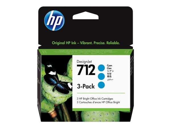 HP 712 - 3-pack - 29 ml - cyan - original - DesignJet - blekkpatron - for DesignJet Studio, T210, T230, T250, T630, T650
