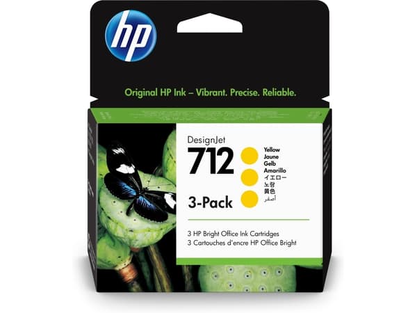 HP 712 - 3-pack - 29 ml - gul - original - DesignJet - bläckpatron - för DesignJet Studio, T210, T230, T250, T630, T650