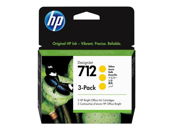 HP 712 - 3-pack - 29 ml - gul - original - DesignJet - bläckpatron - för DesignJet Studio, T210, T230, T250, T630, T650