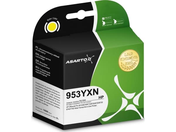 Tusz Asarto Tusz Asarto til HP 953YXN | F6U18AE | 1600 str. | gul
