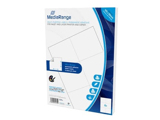 MediaRange MRINK144, Valkoinen, Kiinteä, 105 x 99, A4, Matta, Laser/Inkjet
