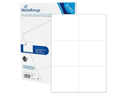 MediaRange MRINK144, Valkoinen, Kiinteä, 105 x 99, A4, Matta, Laser/Inkjet