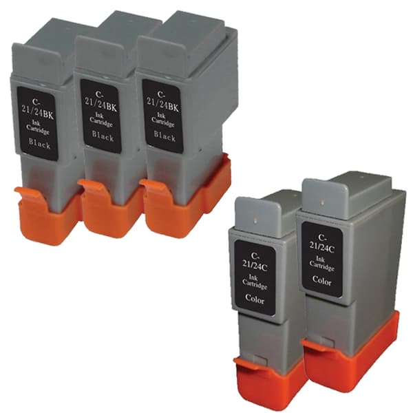 Yhteensopiva - Canon BCI-21/24 Combo Pack 5 kpl mustepatruuna  - BK/C 54,6 ml