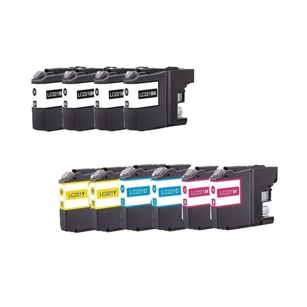 Kompatibel - Brother LC 221 combo pack 10 stk blekkpatron - BK/C/M/Y 124 ml