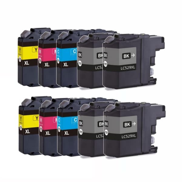 Kompatibel - Brother LC 525/529 XL combo pack 10 stk blekkpatron - BK/C/M/Y 322 ml