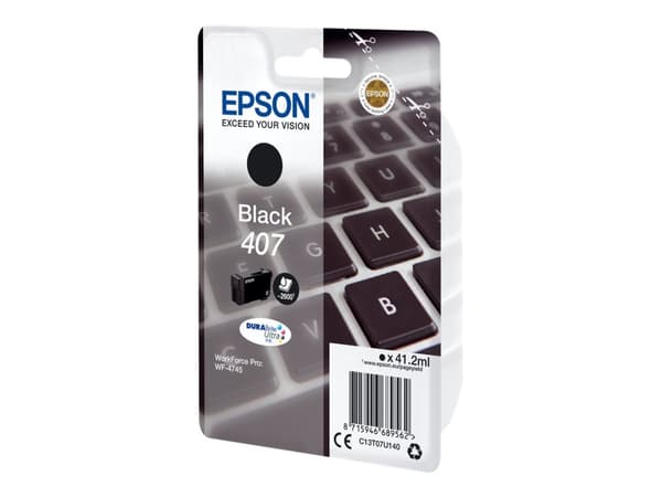 Epson 407 - 41.2 ml - L-størrelse - svart - original - blekkpatron - for WorkForce Pro WF-4745, WF-4745DTWF