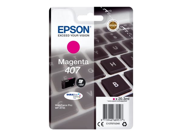 Epson 407 - 20.3 ml - L-størrelse - magenta - original - blekkpatron - for WorkForce Pro WF-4745, WF-4745DTWF