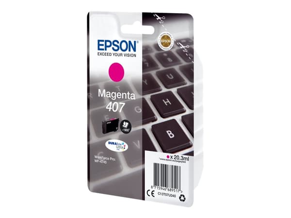 Epson 407 - 20.3 ml - L-størrelse - magenta - original - blekkpatron - for WorkForce Pro WF-4745, WF-4745DTWF
