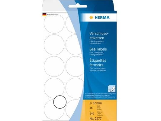 HERMA 2277, Läpinäkyvä, Ympyrä, Saksa, 16 mm, 16 mm, 1,6 cm