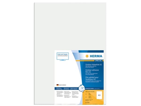 HERMA 9542, Hvit, Rektangel, A3, Universell, Polyethylen, Matte