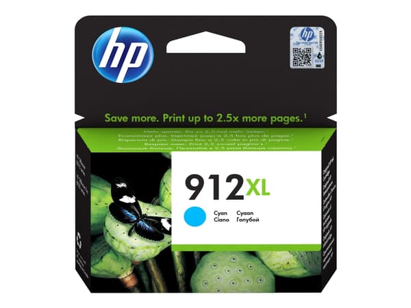 HP 912XL alkuperäinen riittoisa syaani mustepatruuna, Korkea (XL) värintuotto, Väriainepohjainen muste, 9,9 ml, 825 sivua, 1 kpl