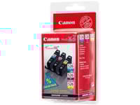 Canon CLI-526 monipakkaus - 3 pakkausta - keltainen, syaani, magenta - alkuperäinen - mustesäiliö - PIXMA iP4950, iX6550, MG5350, MG6150, MG6250, MG8