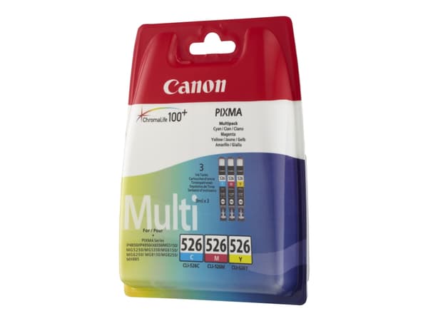 Canon CLI-526 Multipack - 3-pack - gul, cyan, magenta - original - bläcktank - för PIXMA iP4950, iX6550, MG5350, MG6150, MG6250, MG8150, MG8250, MX71
