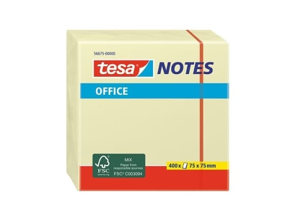 TESA 56675, Neliö, Keltainen, Paperi, 75 mm, 75 mm, 400 arkkia