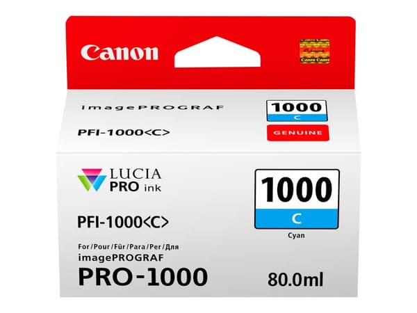 Canon PFI-1000 C - 80 ml - cyan - original - bläcktank - för imagePROGRAF PRO-1000