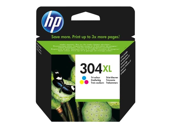 HP 304XL - High yield - färg (cyan, magenta, gul) - originalpatron - för AMP 130; Deskjet 26XX, 37XX; Envy 50XX
